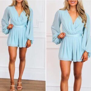 Elegant Aqua Teal Chiffon Romper